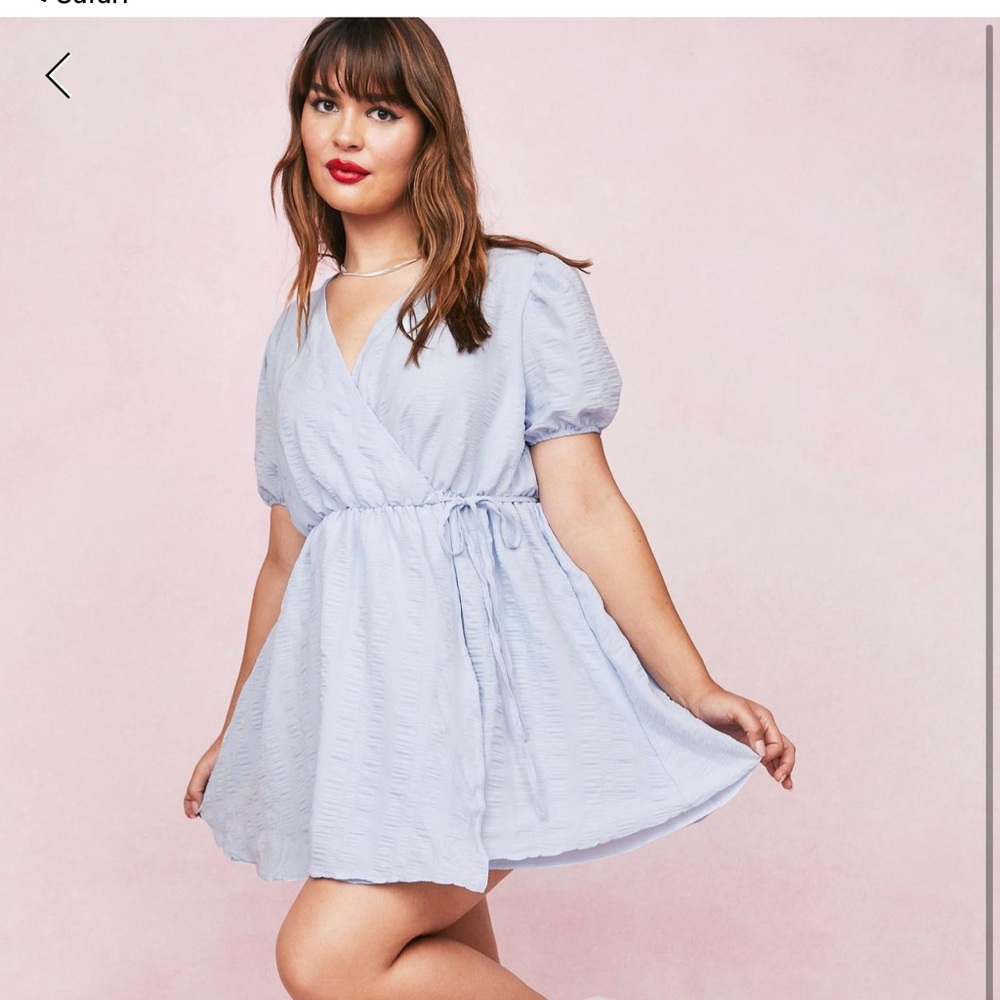 Nasty Gal Blue Crinkle Wrap Dress Size 16